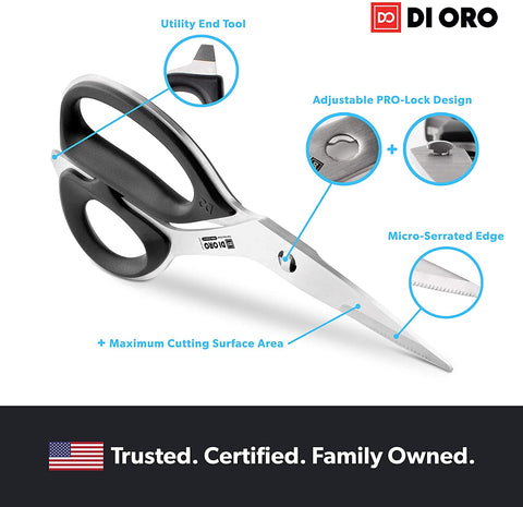 High-Carbon Stainless Steel Offset Kitchen Scissors - DI ORO