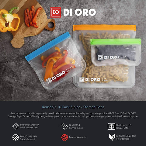 10-Piece Reusable Snack Bags - DI ORO