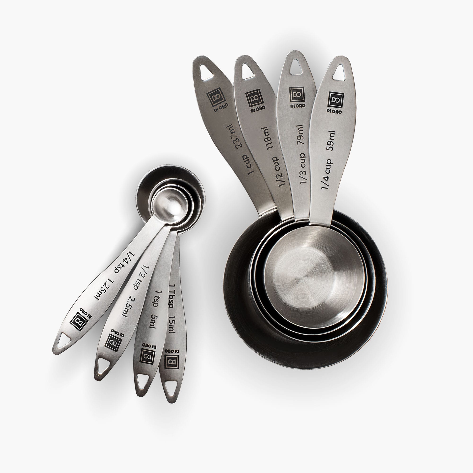Measuring Spoons:18/8 Stainless Steel Measuring Spoons Set Of 9 Piece: 1/16  Tsp, 1/8 Tsp, 1/4 Tsp, 1/3 Tsp, 1/2 Tsp, 3/4 Tsp, 1 Tsp, 1/2 Tbsp & 1 Tbsp