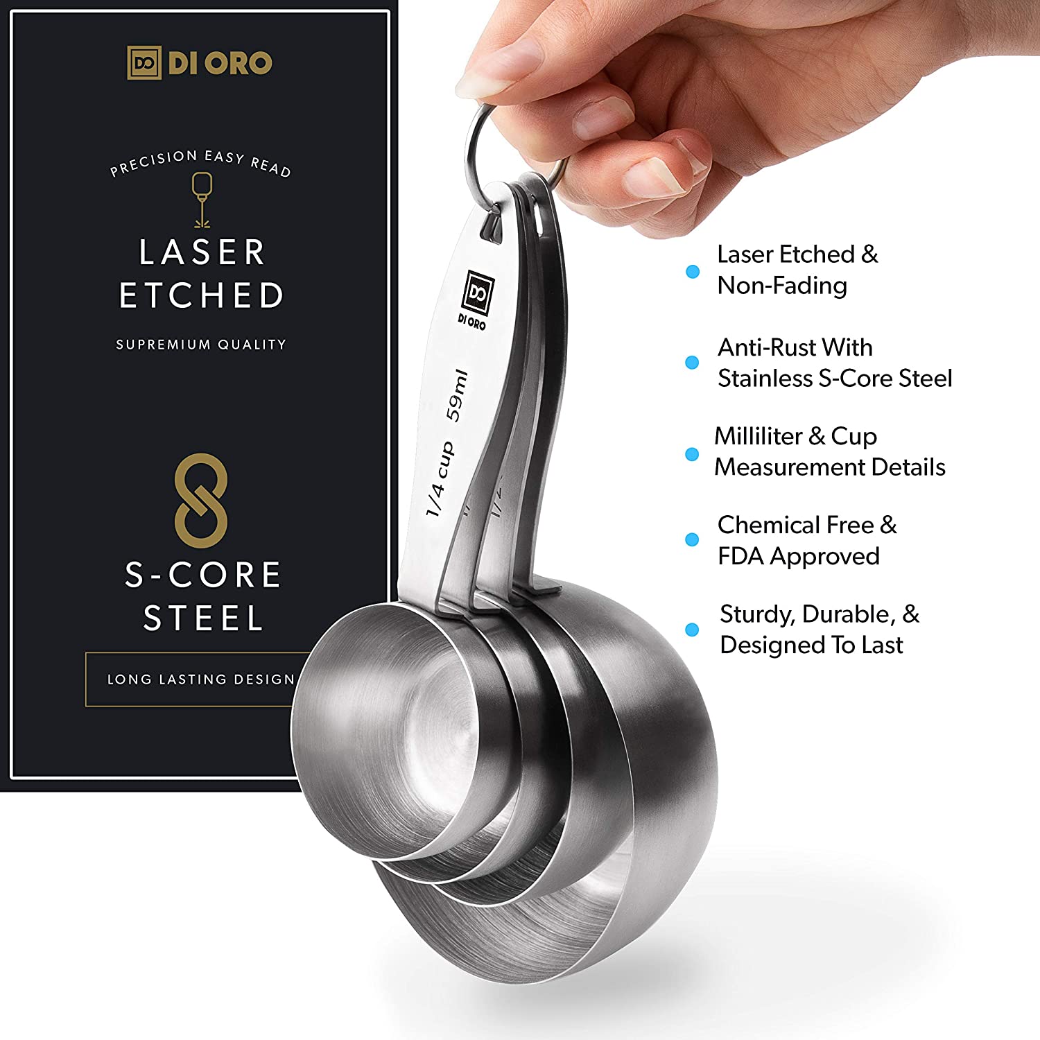 8-Piece 18/8 Stainless Steel Measuring Cup and Spoon Set– DI ORO
