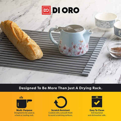 DI ORO Roll-Up Silicone Over the Sink Dish Drying Rack (2 Sizes) - DI ORO