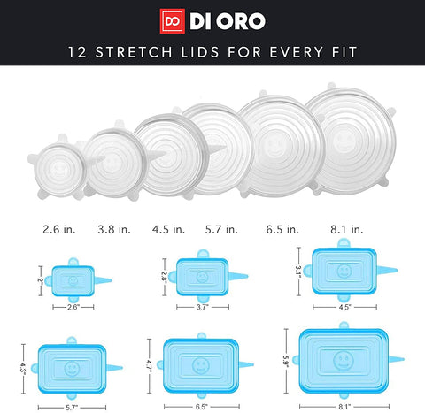 Silicone Stretch Lids 12 Pack - DI ORO